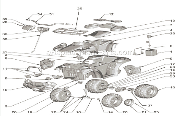 Page A Diagram and Parts List for R8126  Power Wheels Ride-On ATVs